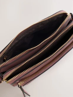 Rose - Sac à bandoulière en faux daim à double fermeture éclair