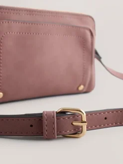 Rose - Sac à bandoulière en faux daim à double fermeture éclair