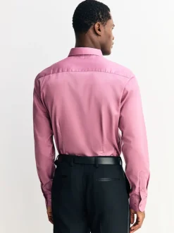 Rose - Slim Fit (Slim Fit) - Chemise élégante texturée facile d’entretien à poignets simples