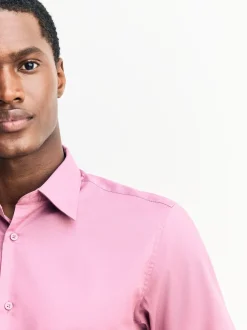 Rose - Slim Fit (Slim Fit) - Chemise élégante texturée facile d’entretien à poignets simples