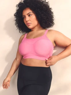 Rose - Soutien-gorge de sport à maintien ultime sans rembourrage Minimisant à armatures Dry Tech à impact élevé