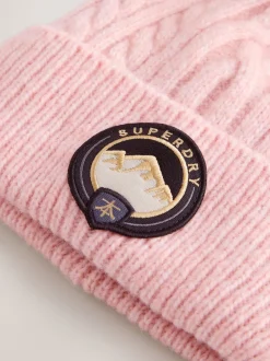 Rose - Superdry Ensemble bonnet et Gants à pompons