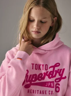 Rose - Superdry Logo Sweat-shirt à capuche