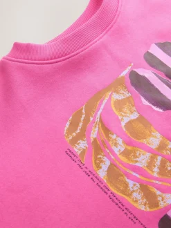 Rose - Sweat-shirt à col rond à manches longues en coton riche en fruits