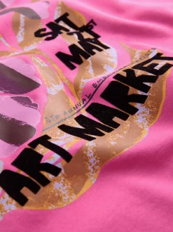 Rose - Sweat-shirt à col rond à manches longues en coton riche en fruits