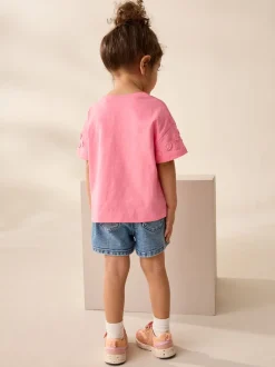 Rose - T-shirt 100% coton Daisy à manches courtes (3mois-7ans)