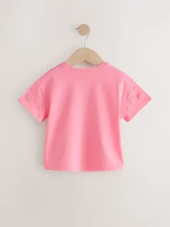 Rose - T-shirt 100% coton Daisy à manches courtes (3mois-7ans)