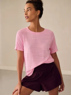 Rose - T-shirt léger à manches courtes Col rond Active