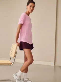 Rose - T-shirt léger à manches courtes Col rond Active