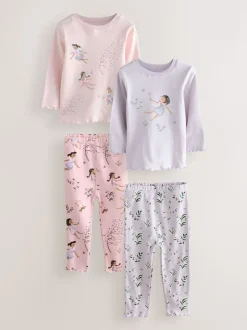 Rose / violet à motif fée - Lot de 3 pyjamas Snuggle (9mois-12ans)