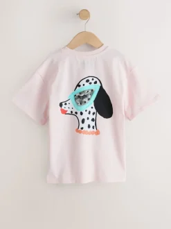 Rose avec chien - T-shirt Kendra Dandry oversize (3-16ans)