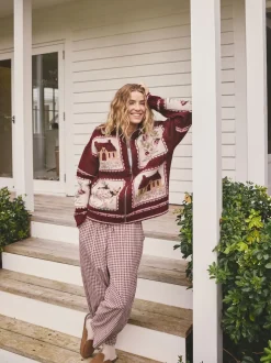 Rose baie - Cardigan en maille maison