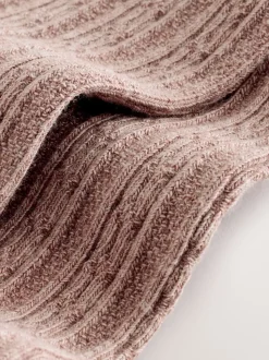 Rose baie rouge et marron chocolat - Lot de 3 collants en torsades de coton riche