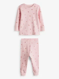 Rose/ Blanc Ditsy - Pyjama Rib Se blottir 3 Pack (9mois-12ans)