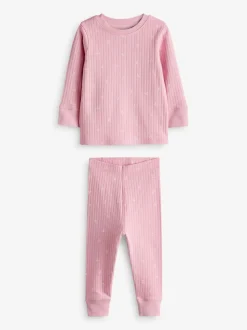 Rose/ Blanc Ditsy - Pyjama Rib Se blottir 3 Pack (9mois-12ans)