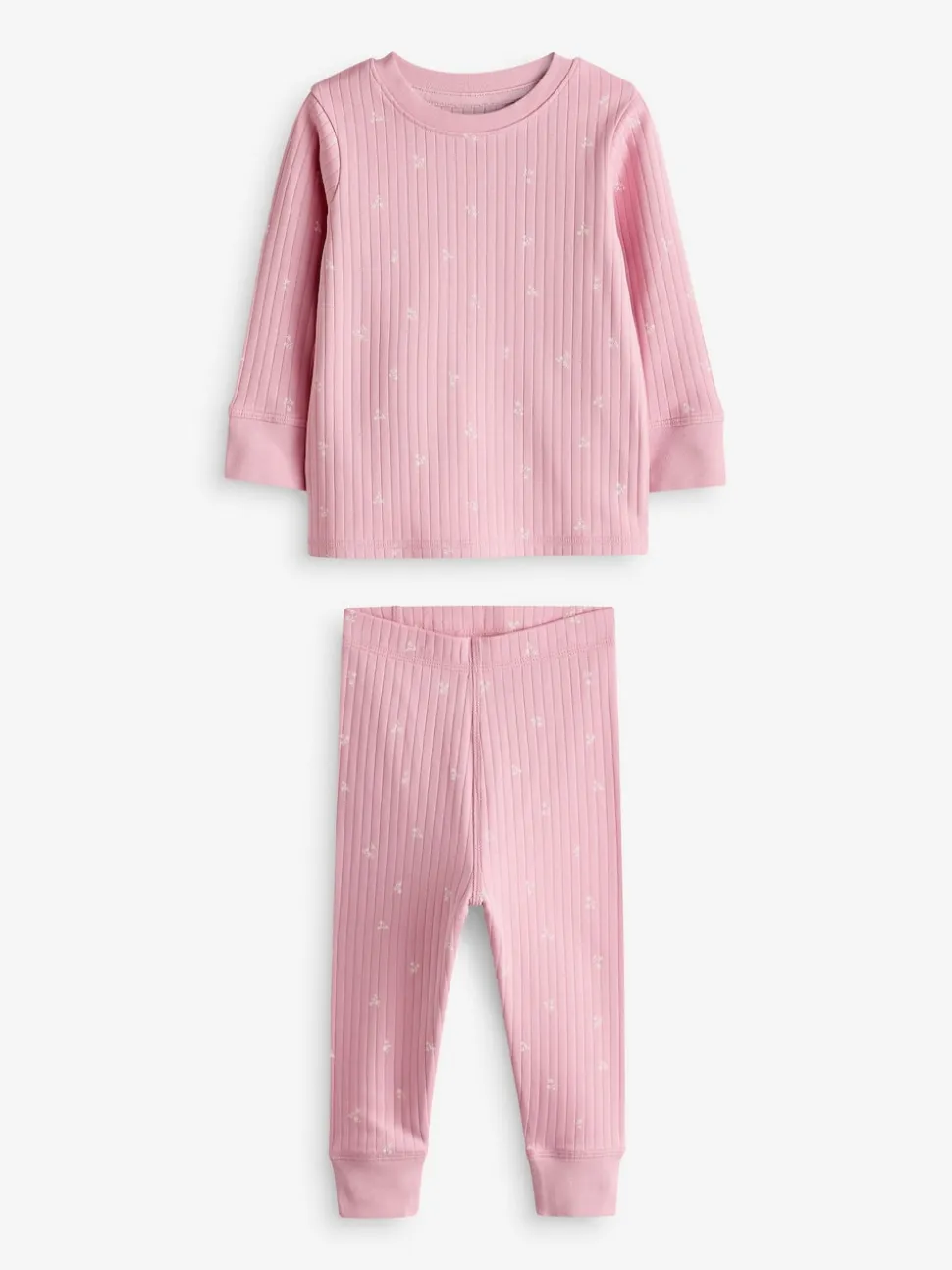 Rose/ Blanc Ditsy - Pyjama Rib Se blottir 3 Pack (9mois-12ans)