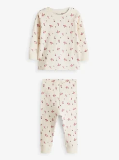 Rose/ Blanc Ditsy - Pyjama Rib Se blottir 3 Pack (9mois-12ans)