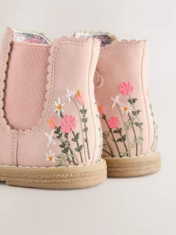 Rose brodé - Chelsea Ankle Boots
