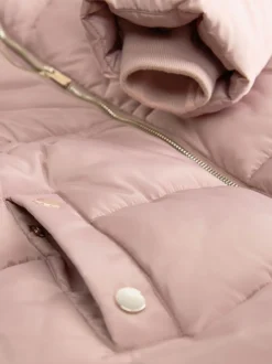 Rose caramel - Manteau matelassé bordé de fausse fourrure Résistant à la douche (3-16ans)