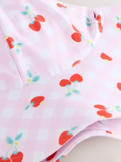 Rose cerise vichy - Bonnet de bain (3mths-10yrs)