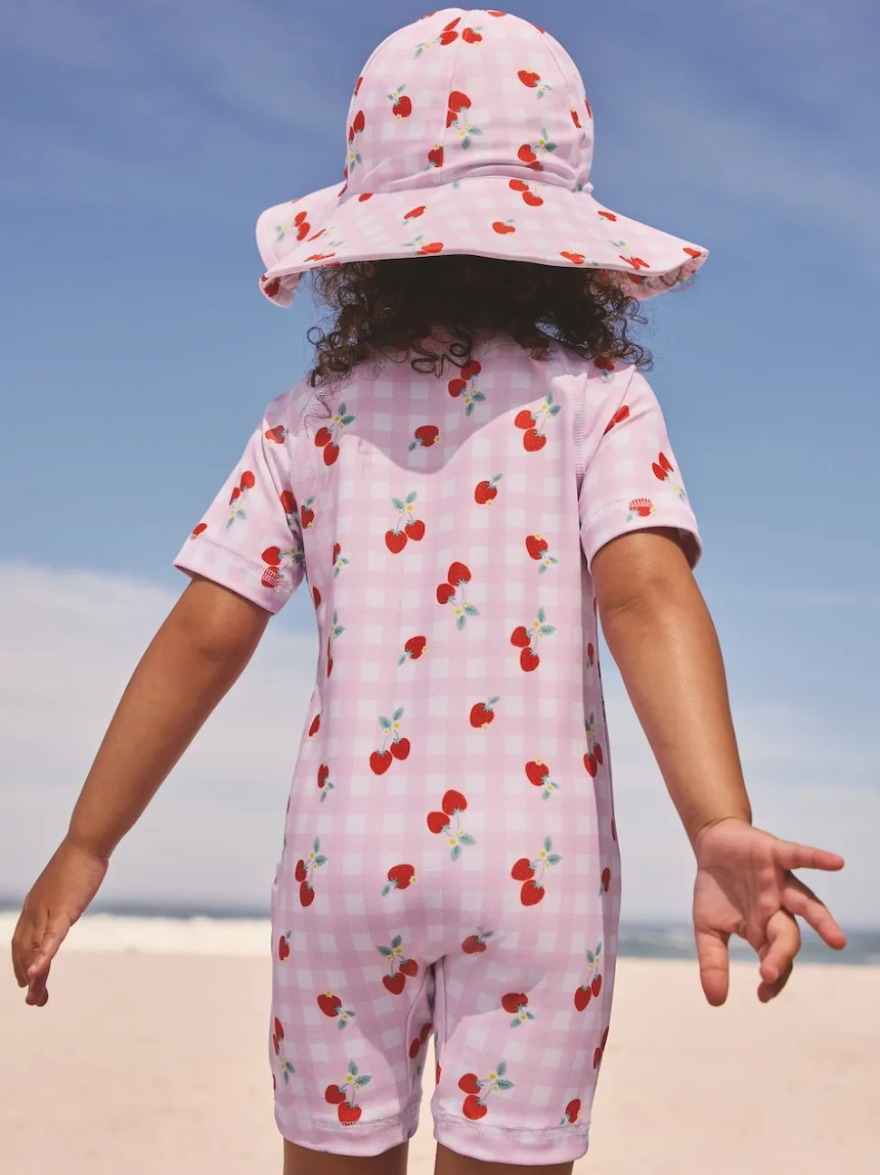 Rose cerise vichy - Maillot de bain Sunsafe (3mths-10yrs)
