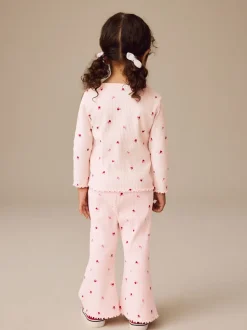 Rose Cherry Cœur - Leggings évasés à côtes (3mths-7yrs)