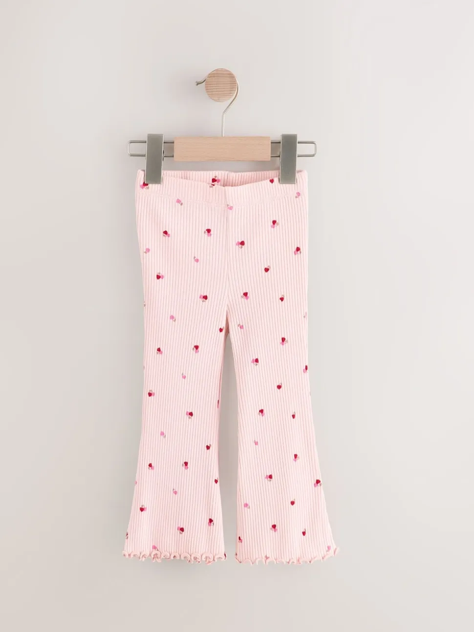 Rose Cherry Cœur - Leggings évasés à côtes (3mths-7yrs)