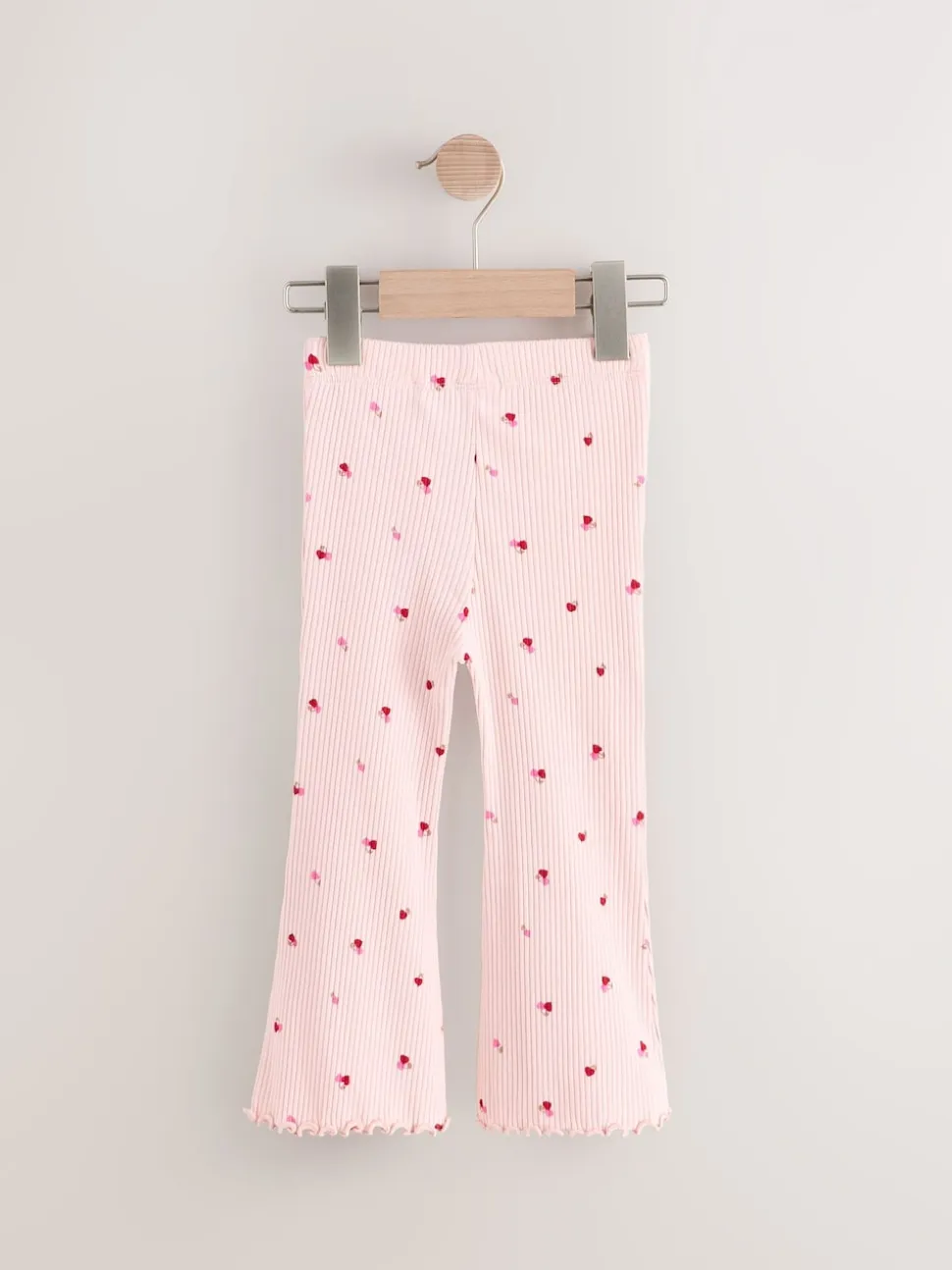 Rose Cherry Cœur - Leggings évasés à côtes (3mths-7yrs)