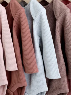 Rose chocolat - Lot de 5 bodies bébé à manches longues