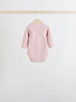 Rose chocolat - Lot de 5 bodies bébé à manches longues