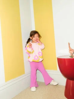 Rose clair à fleurs - Ensemble sweat et legging évasé (3mois-7ans)