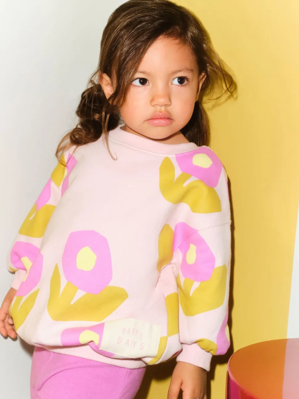 Rose clair à fleurs - Ensemble sweat et legging évasé (3mois-7ans)