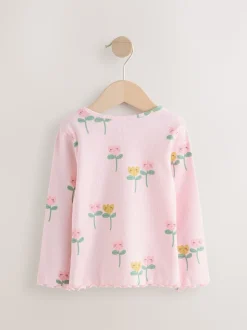 Rose clair - Lot de 5 hauts côtelés à manches longues (3mois-7ans)