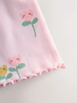 Rose clair - Lot de 5 hauts côtelés à manches longues (3mois-7ans)