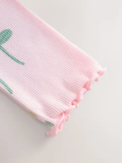 Rose clair - Lot de 5 hauts côtelés à manches longues (3mois-7ans)