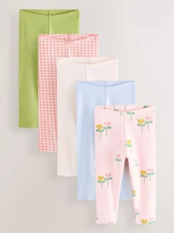 Rose clair - Lot de 5 leggings côtelés (3mois-7ans)