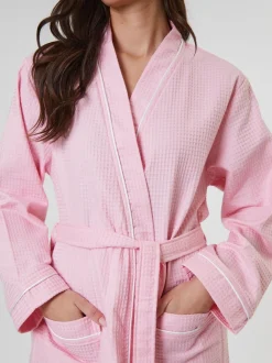 Rose clair - Peignoir gaufré Loungeable 100% coton