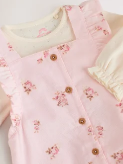 Rose clair à petites fleurs - Body à manches longues et salopette en velours côtelé imprimé bébé Ensemble 2 pièces (0mois-2ans)