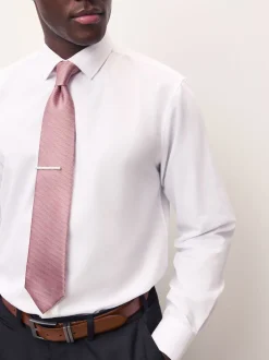 Rose corail - Cravate texturée avec pince à cravate