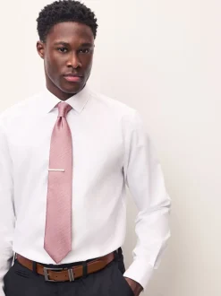 Rose corail - Cravate texturée avec pince à cravate