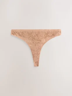 Rose corail - Dentelle sur l’ensemble Pas de VPL Slips 3 Lot