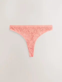 Rose corail - Dentelle sur l’ensemble Pas de VPL Slips 3 Lot