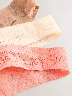 Rose corail - Dentelle sur l’ensemble Pas de VPL Slips 3 Lot