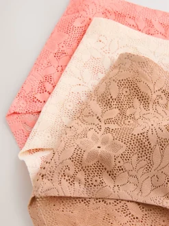 Rose corail - Dentelle sur l’ensemble Pas de VPL Slips 3 Lot