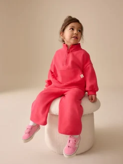Rose corail - Sweat-shirt à col zippé (3mois-7ans)