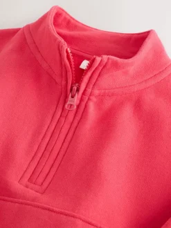 Rose corail - Sweat-shirt à col zippé (3mois-7ans)