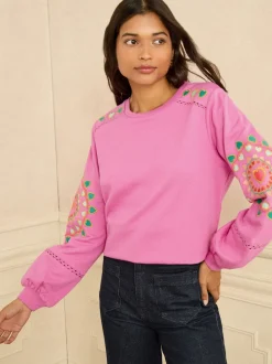 Rose Cœur Ric Rac - Sweat-shirt brodé Love & Roses