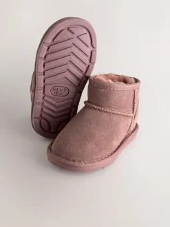 Rose déperlant - Bottes à enfiler en daim