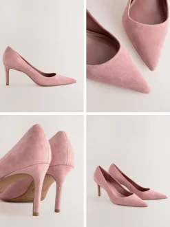 Rose en daim rose - Chaussures de milieu de terrain en cuir
