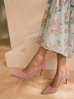 Rose en daim rose - Chaussures de milieu de terrain en cuir